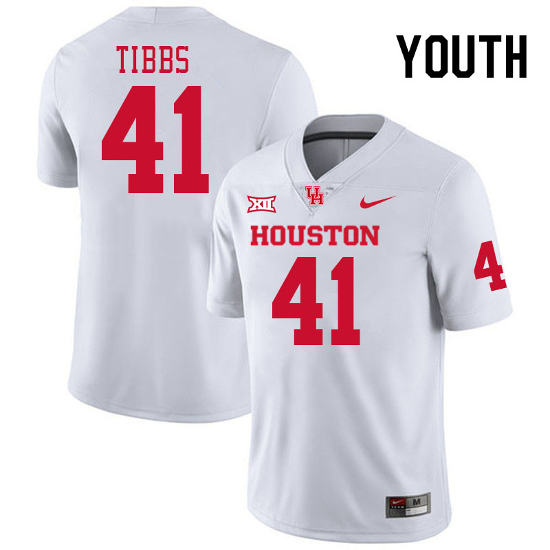 Youth #41 Zavian Tibbs Houston Cougars College Football Jerseys Stitched-White